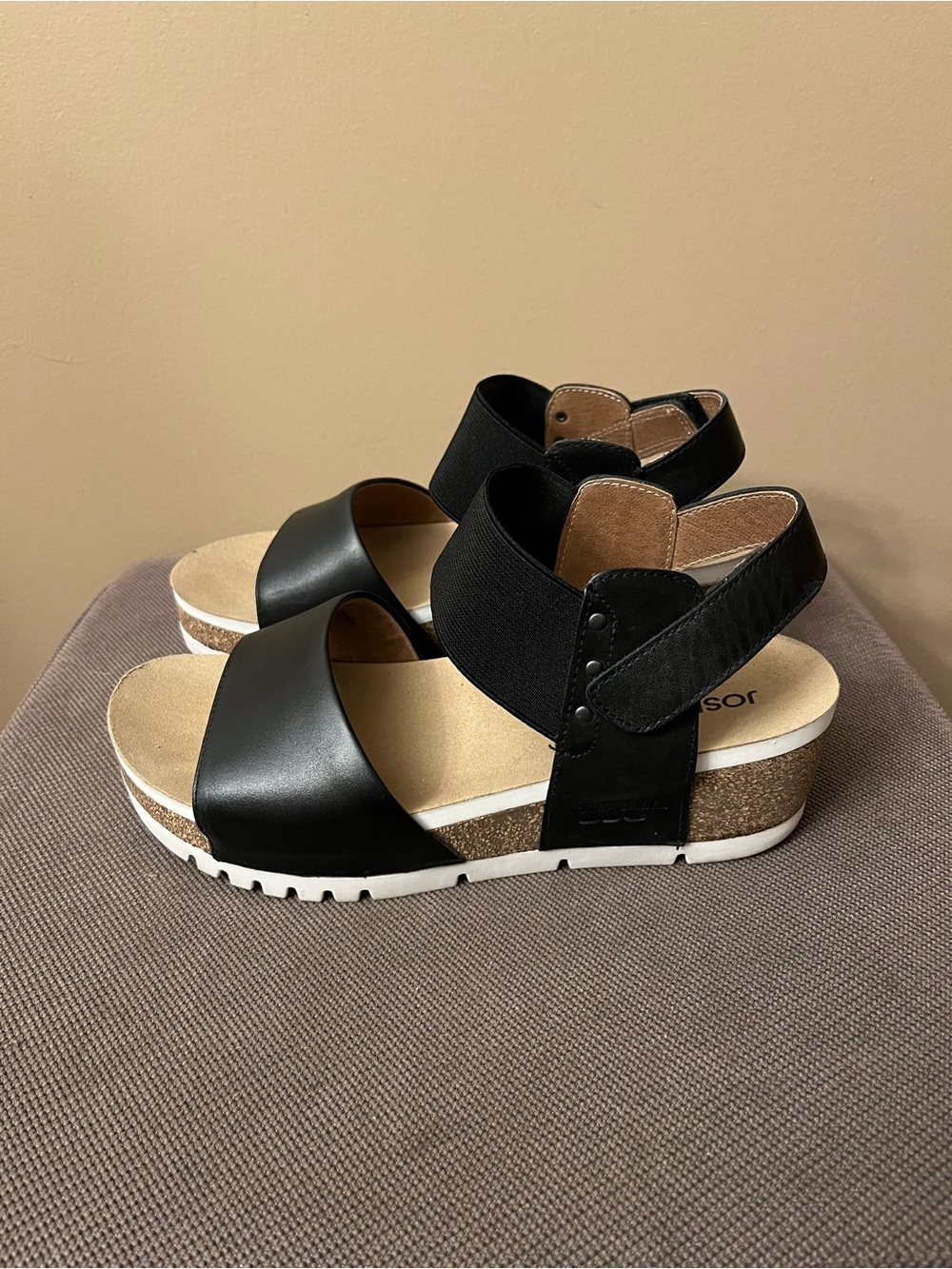 Womens Black Platform Ankle-Strap Sandals, Josef Seibel